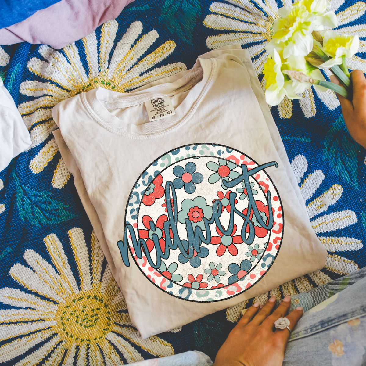 Midwest Floral Leopard Circle Patriotic Includes Both Transparent & Non Transparent Digital Design, PNG