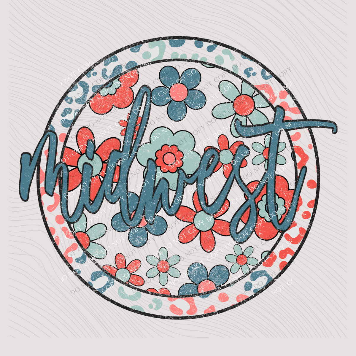 Midwest Floral Leopard Circle Patriotic Includes Both Transparent & Non Transparent Digital Design, PNG