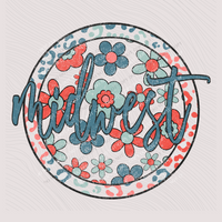 Midwest Floral Leopard Circle Patriotic Includes Both Transparent & Non Transparent Digital Design, PNG