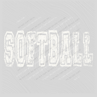 Softball Varsity Distressed Bundle Word & Ball Included in White Digital Design, PNG