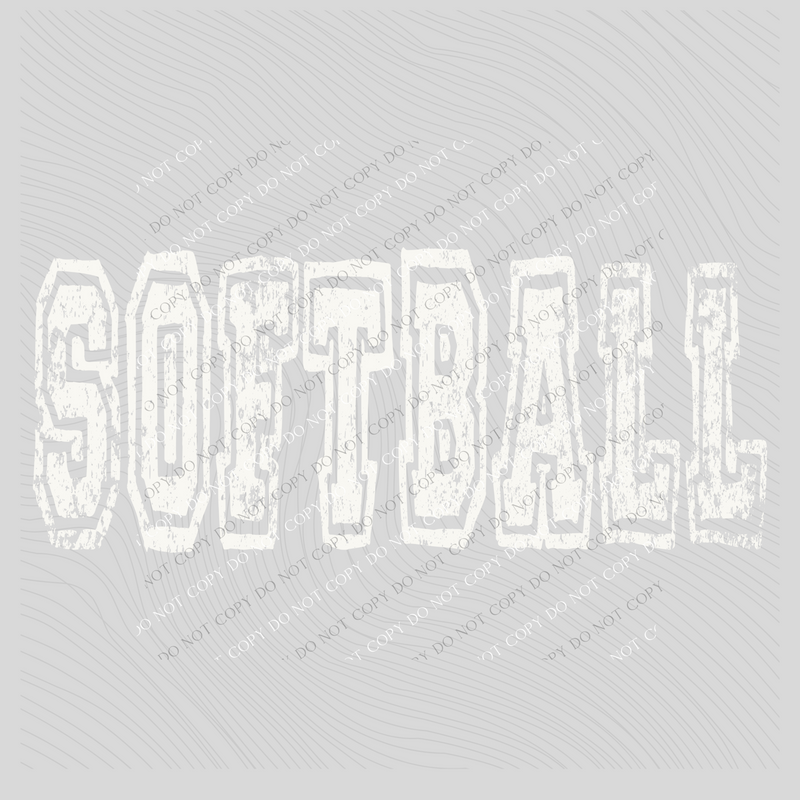 Softball Varsity Distressed Bundle Word & Ball Included in White Digital Design, PNG