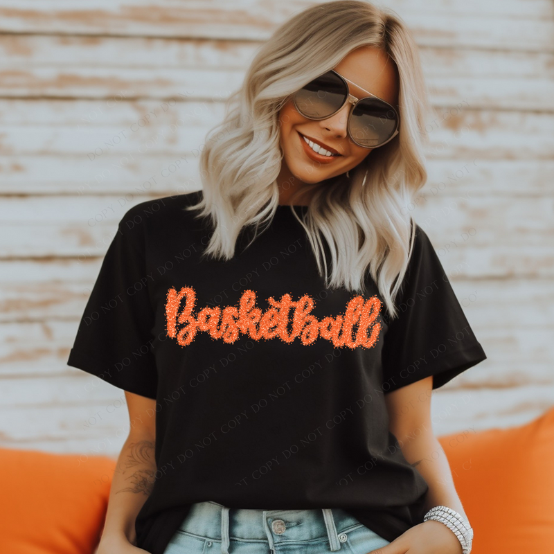 WHITE AMERICA TINSEL SCRIPT & STAR SEQUIN TEE