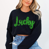 Lucky Tinsel Script Green Digital Design, PNG