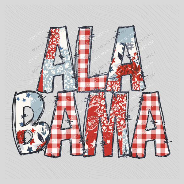 Alabama Doodle Patch & Glitter Digital Design, PNG