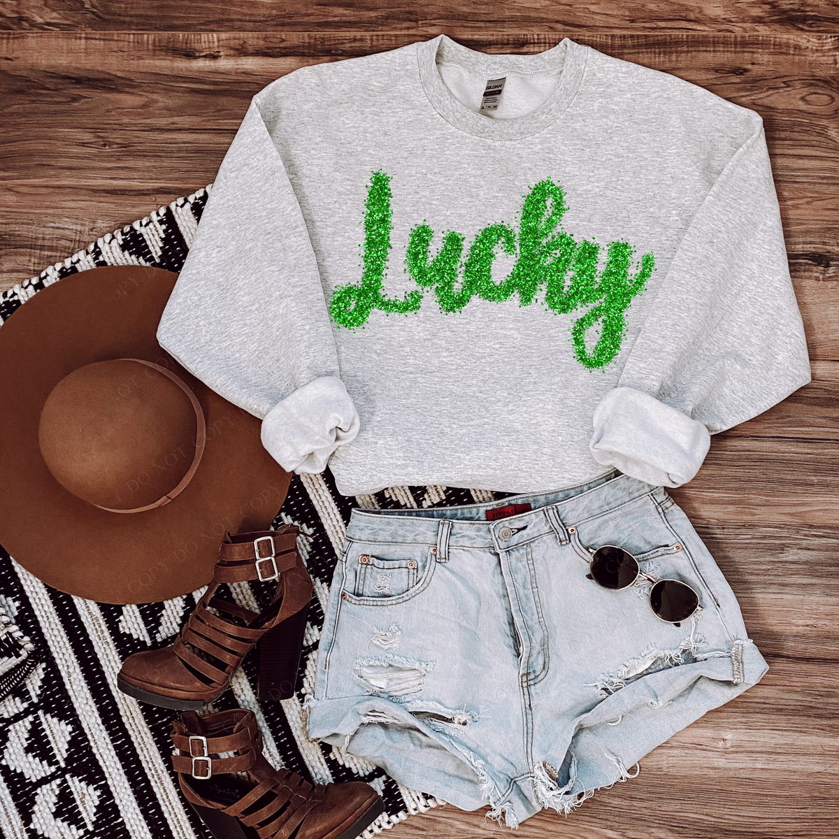 Lucky Tinsel Script Green Digital Design, PNG