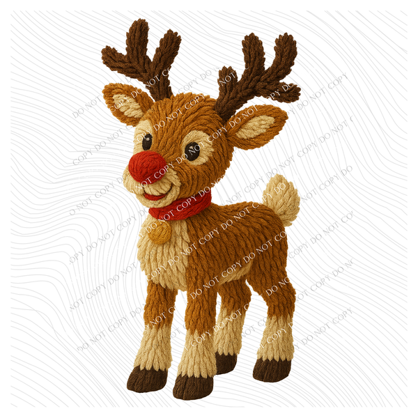 Reindeer in 3D Yarn Style Digital Download, PNG