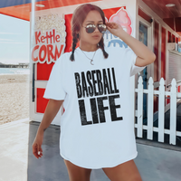 Baseball Life Faded Distressed Black Digital Design, PNG