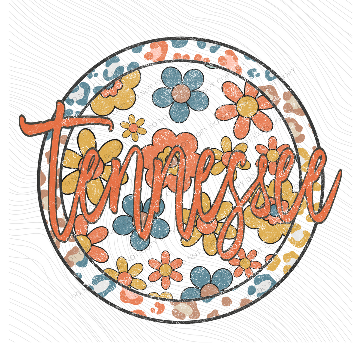 Tennessee Boho Floral Leopard Circle Includes Both Transparent & Non Transparent Digital Design, PNG