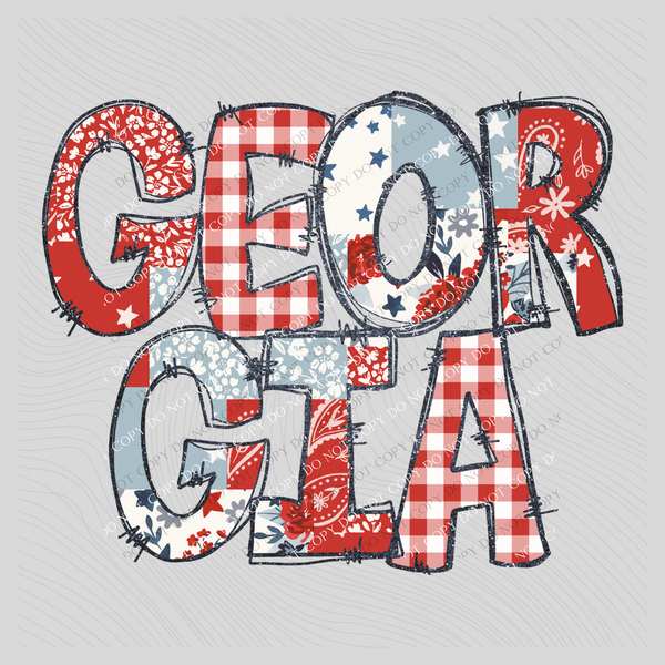 Georgia Doodle Patch & Glitter Digital Design, PNG