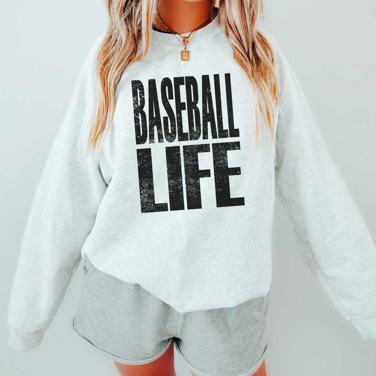 Baseball Life Faded Distressed Black Digital Design, PNG