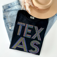 Texas Retro Lines Distressed in Fun Pastel Colors Digital Design, PNG