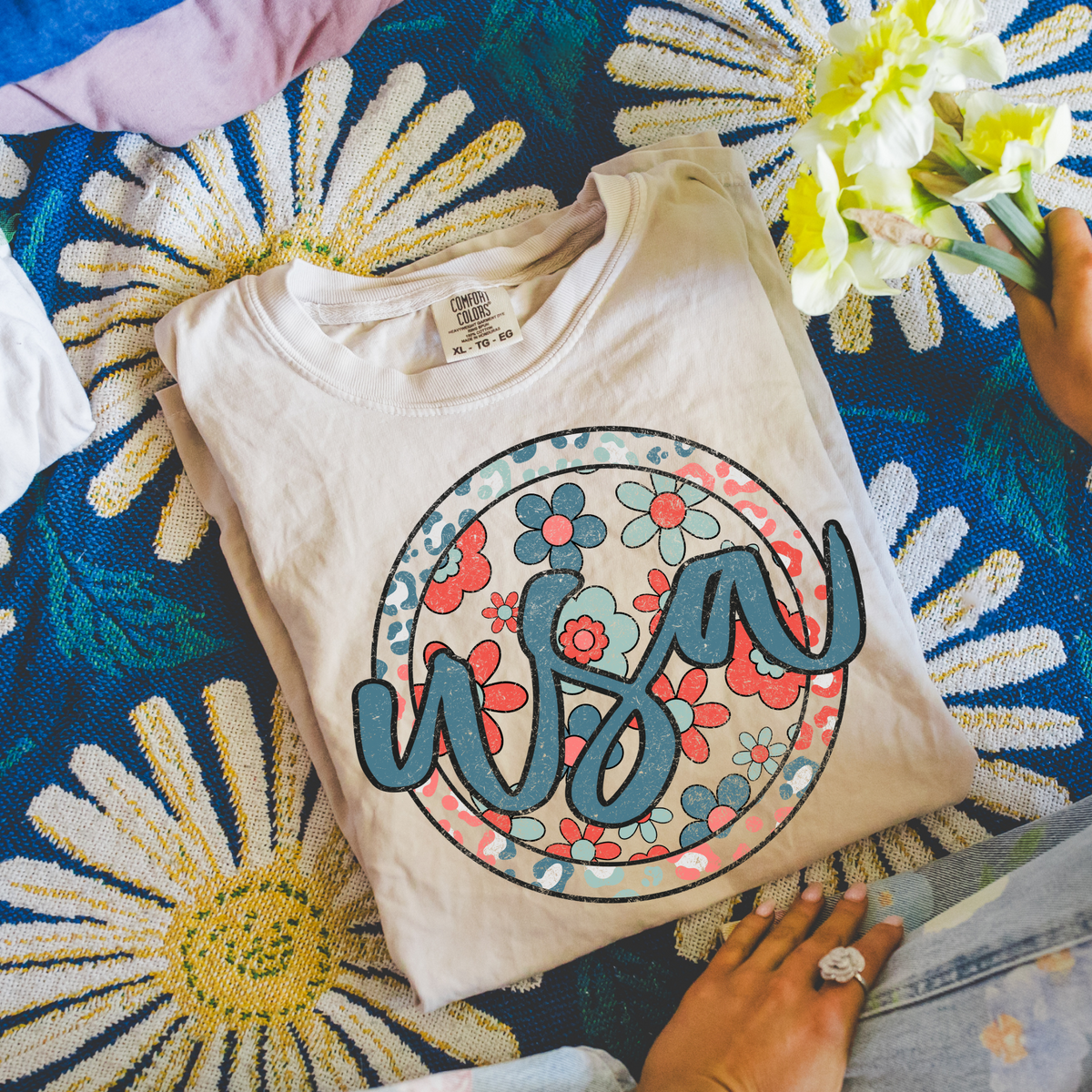 USA Floral Leopard Circle Patriotic Includes Both Transparent & Non Transparent Digital Design, PNG