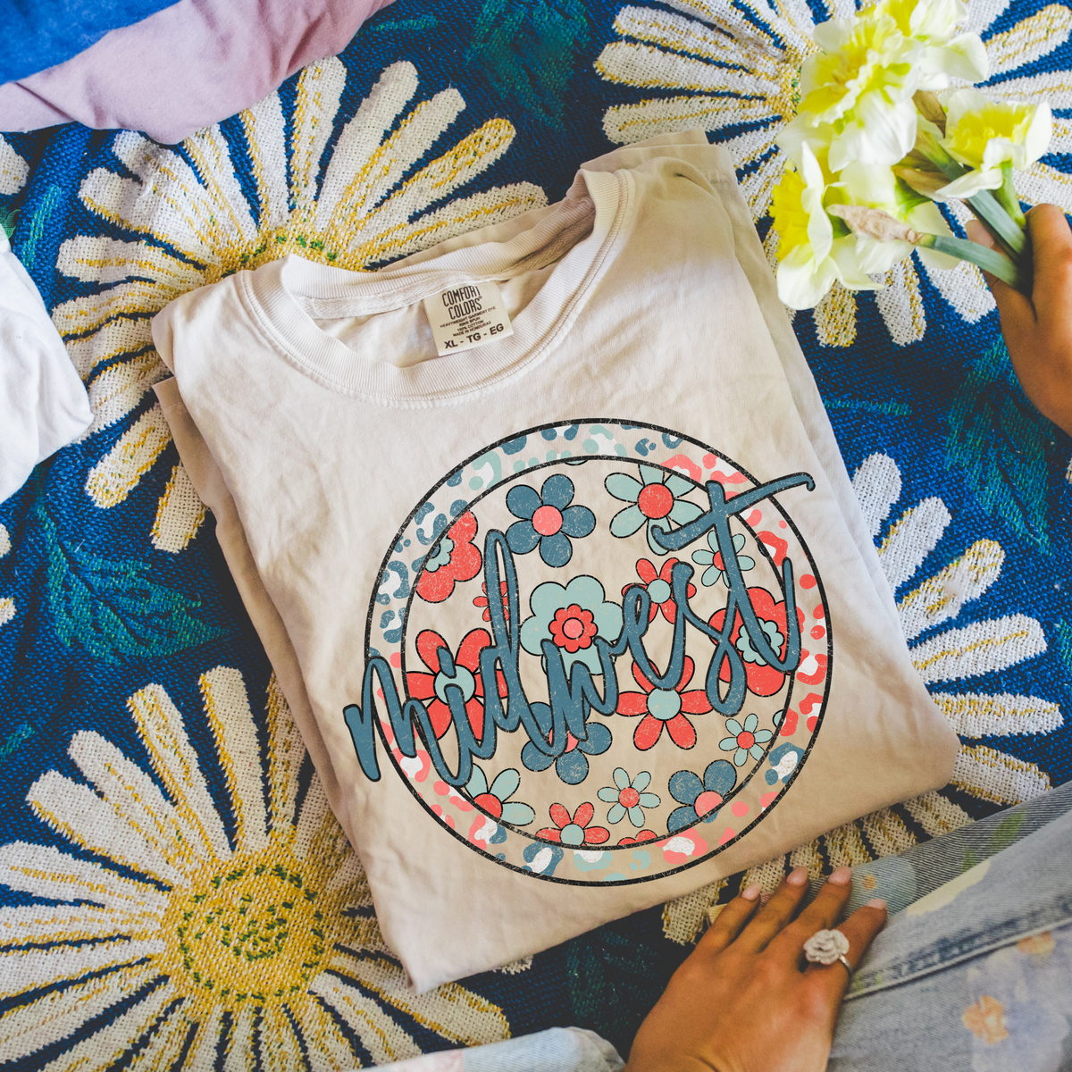 Midwest Floral Leopard Circle Patriotic Includes Both Transparent & Non Transparent Digital Design, PNG