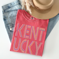 Kentucky Retro Lines Distressed in Fun Pastel Colors Digital Design, PNG