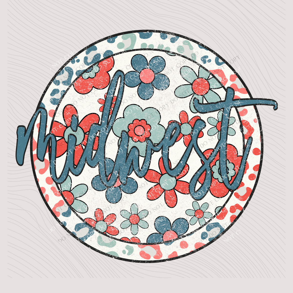 Midwest Floral Leopard Circle Patriotic Includes Both Transparent & Non Transparent Digital Design, PNG