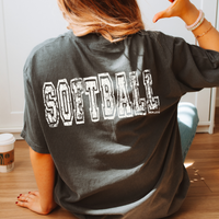 Softball Varsity Distressed Bundle Word & Ball Included in White Digital Design, PNG