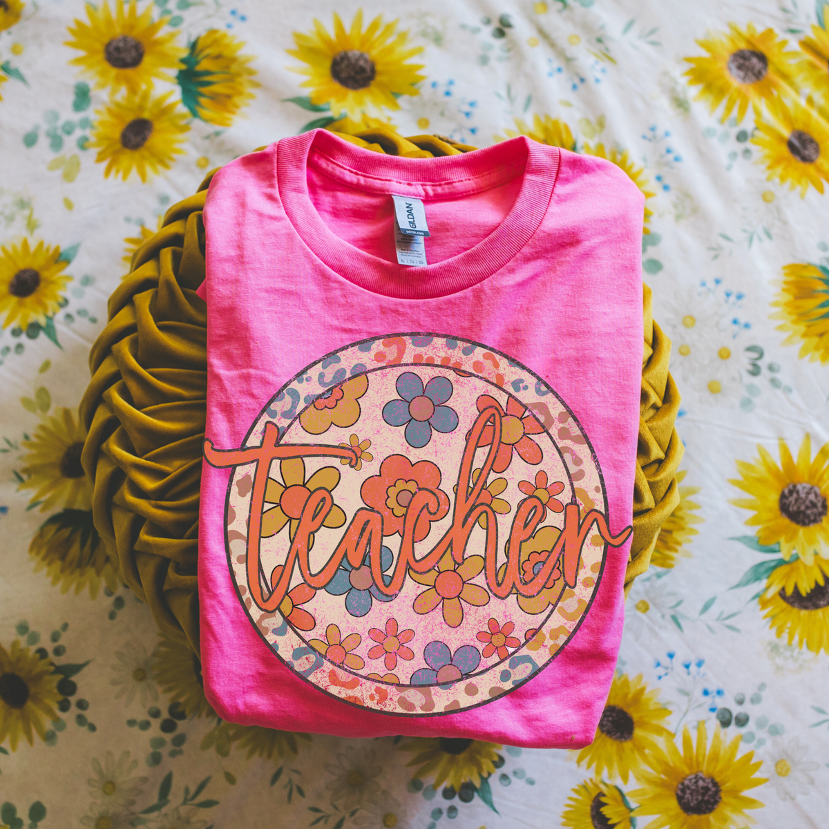 Teacher Floral Leopard Circle Boho Includes Both Transparent & Non Transparent Digital Design, PNG