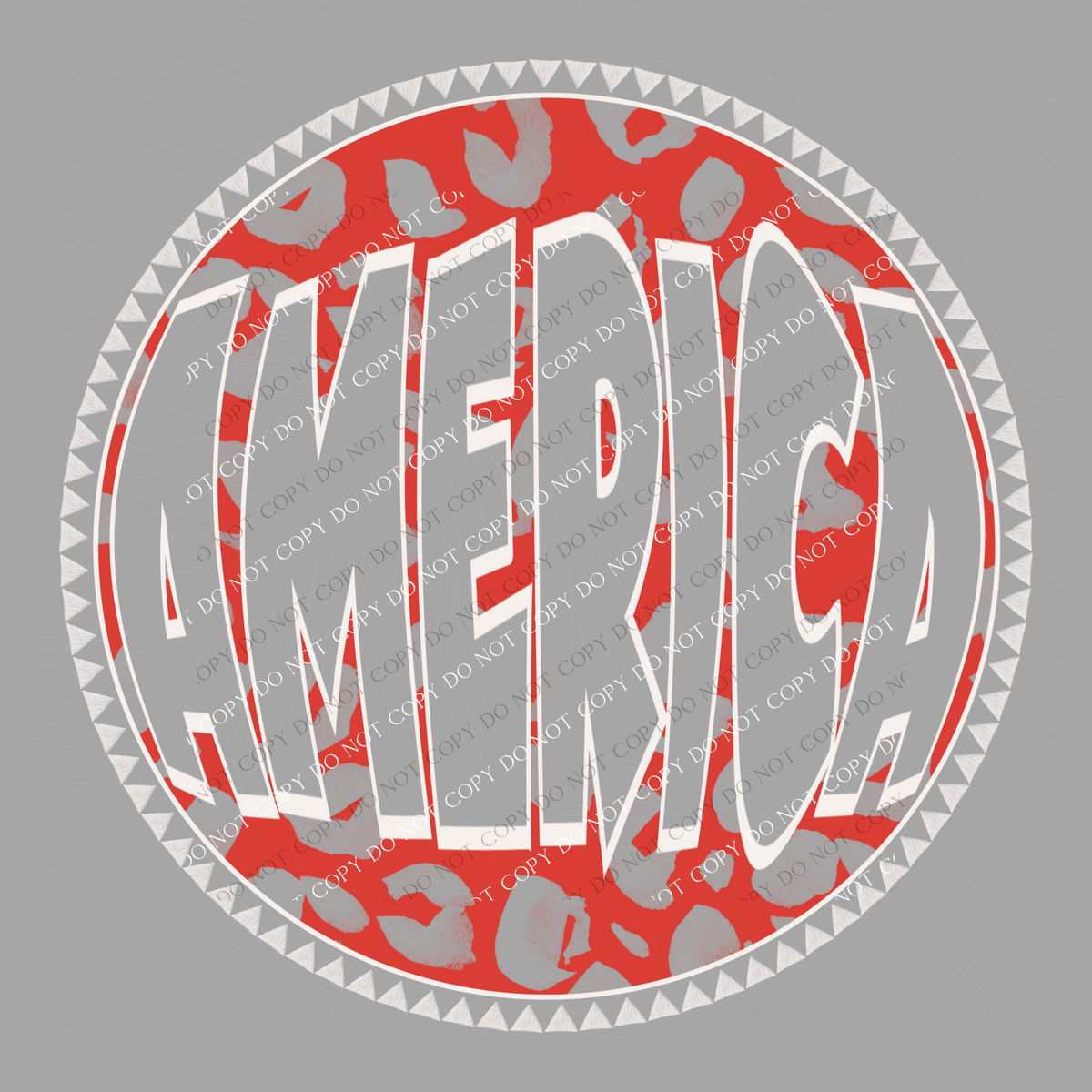 America Groovy Leopard Cutout in Red & White Patriotic Digital Design, PNG
