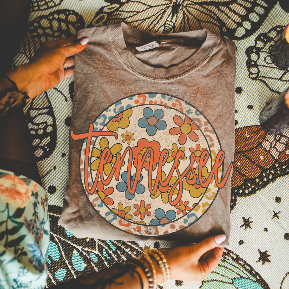 Tennessee Boho Floral Leopard Circle Includes Both Transparent & Non Transparent Digital Design, PNG