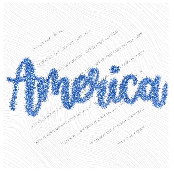 America Tinsel Script Blue Digital Design, PNG