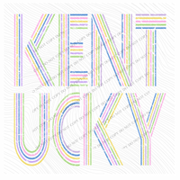 Kentucky Retro Lines Distressed in Fun Pastel Colors Digital Design, PNG