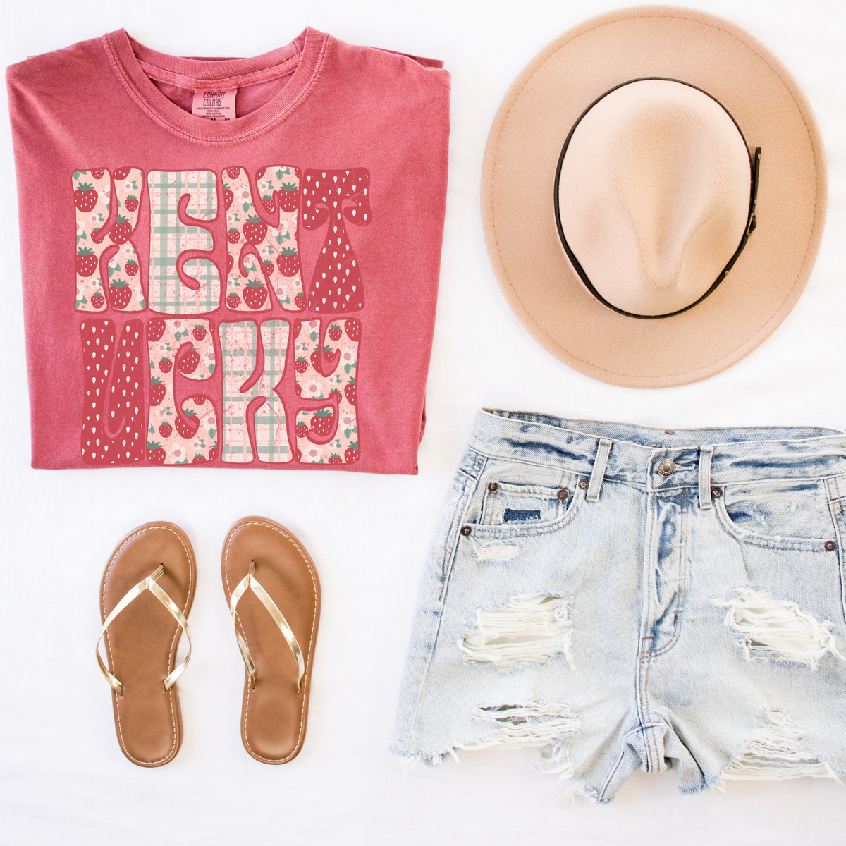 Kentucky Groovy Strawberry Patch Distressed Digital Design, PNG