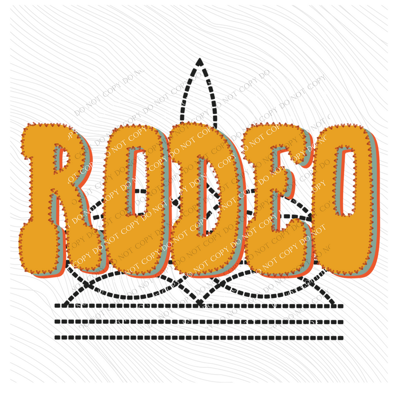 Rodeo Stitched Drop Shadow with Boot Stitch Digital Design, PNG