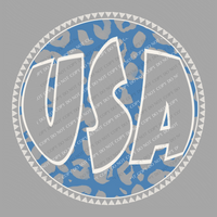 USA Groovy Leopard Cutout in Blue & White Patriotic Digital Design, PNG