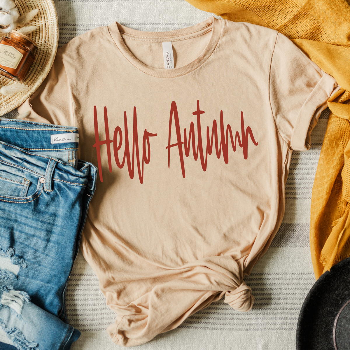 Hello Autumn Script in Rust Digital Download, PNG