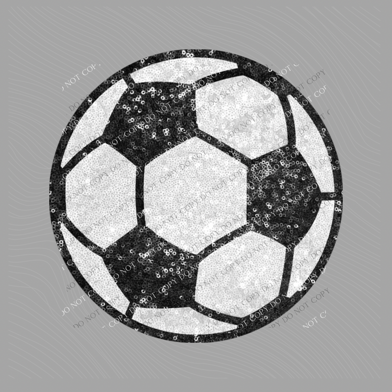 Soccer in White Faux Sequin Digital Design, PNG