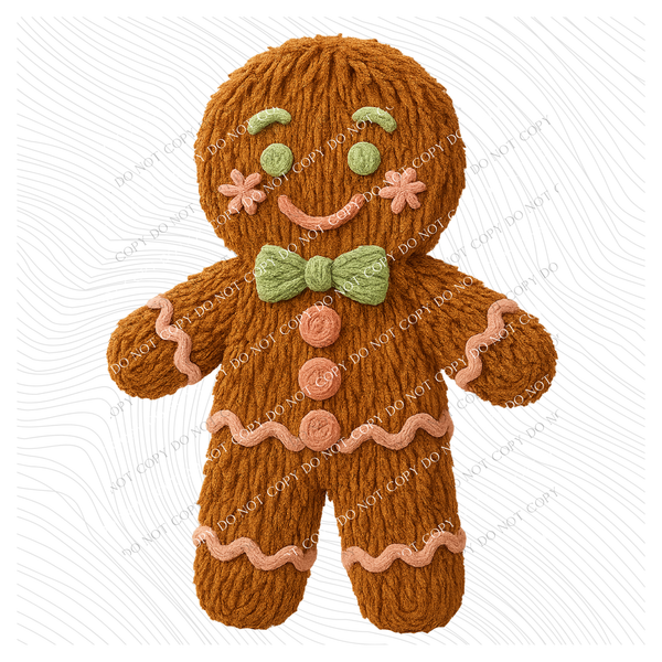 Gingerbread in 3D Yarn Style Digital Download, PNG