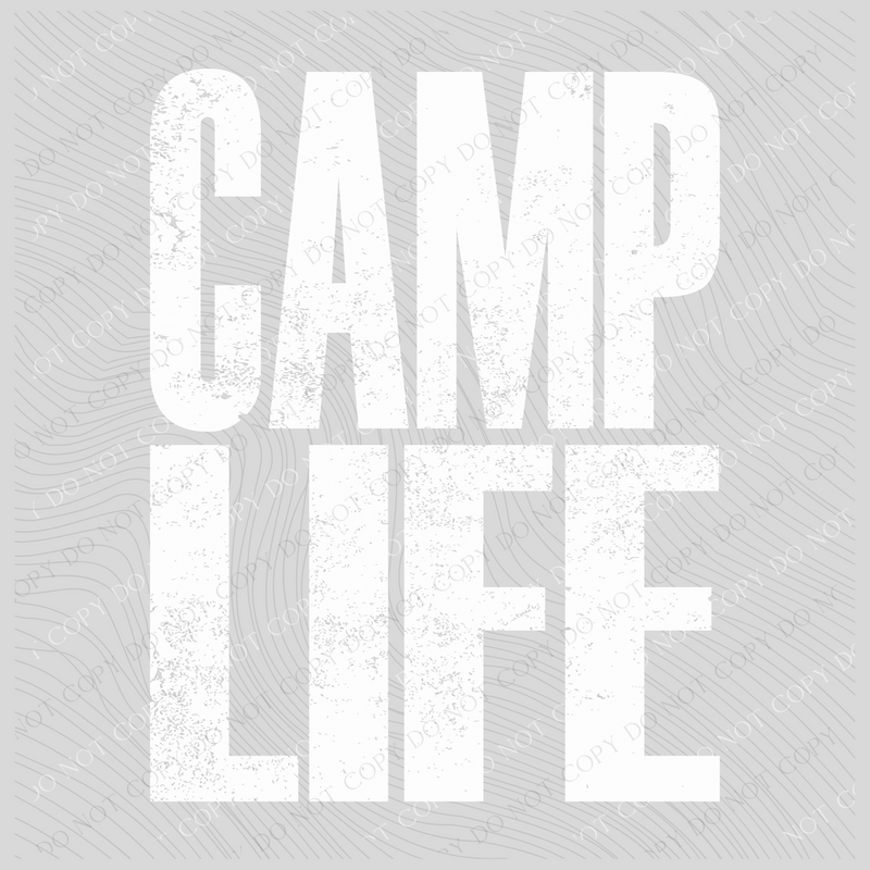 Camp Life Super Faded Distressed White Digital Design, PNG