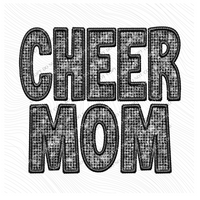 Cheer Mom Faux Embroidery Diamonds Bling in Black Digital Design, PNG