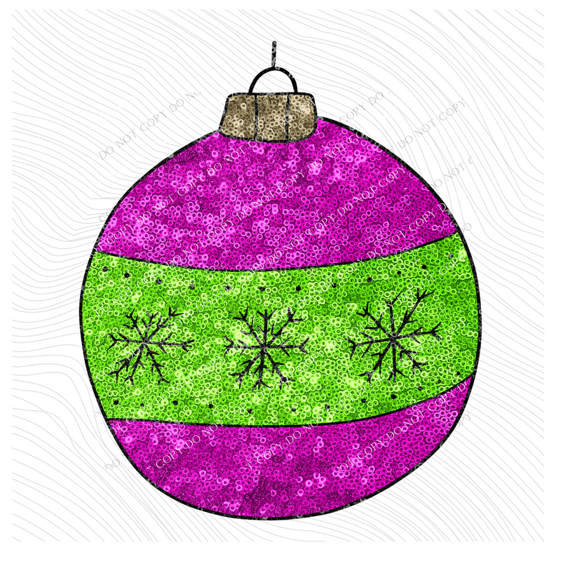 Sparkly Bright Color Christmas Ornament in Faux Sequin Digital Design, PNG Copy