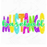 Mustangs Distressed Blank, Cutout Softball, Baseball & Volleyball in Neons all Included Digital Design, PNG