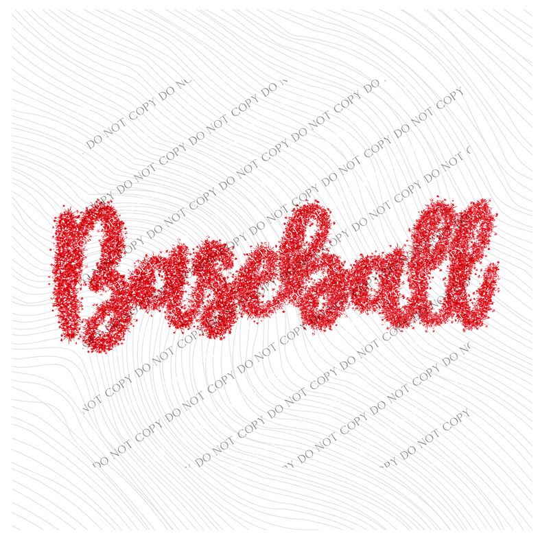 Baseball Tinsel Script Red Digital Design, PNG