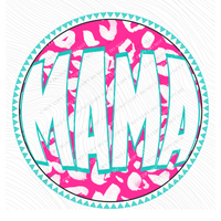Mama Groovy Leopard Shadow & Non Shadow (both included) Cutout in Pink & Teal Digital Design, PNG