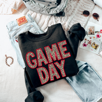 Game Day Leopard Embroidery & Script in Red and Leopard Digital Design, PNG