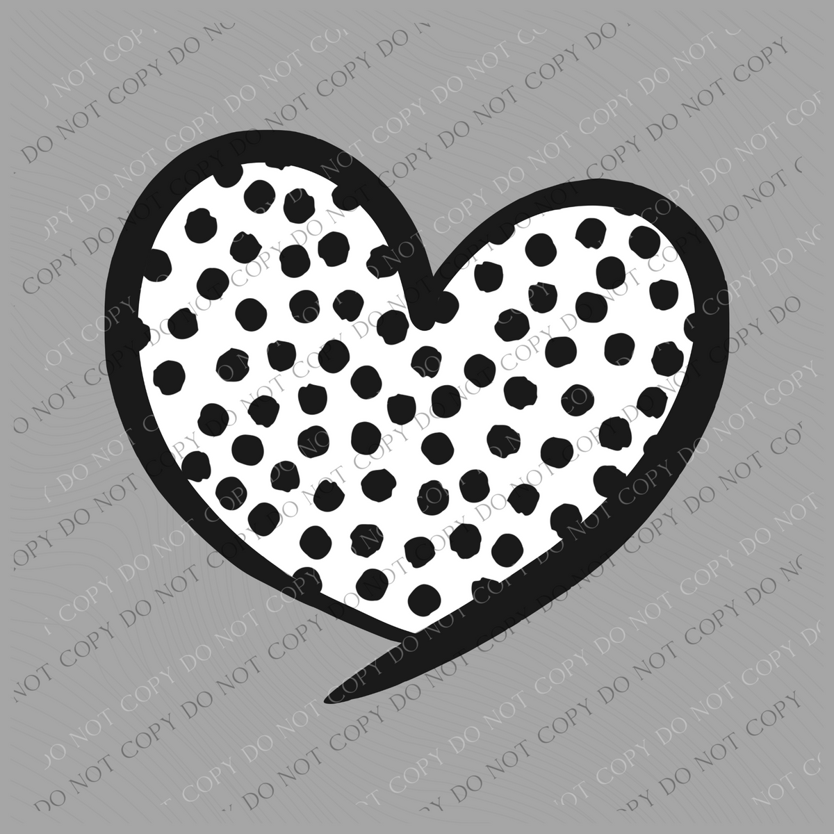 Cute Heart with Black and White Polka Dot Print Valentine Digital Design, PNG