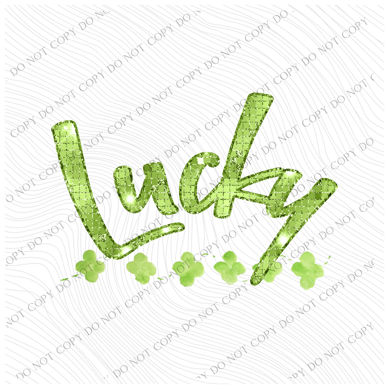 Lucky Green Glitter & Bling Curved Shamrock St. Patrick's Day Digital Design, PNG