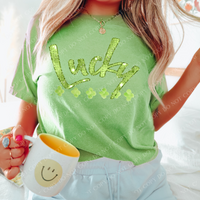 Lucky Green Glitter & Bling Curved Shamrock St. Patrick's Day Digital Design, PNG