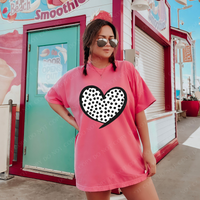 Cute Heart with Black and White Polka Dot Print Valentine Digital Design, PNG