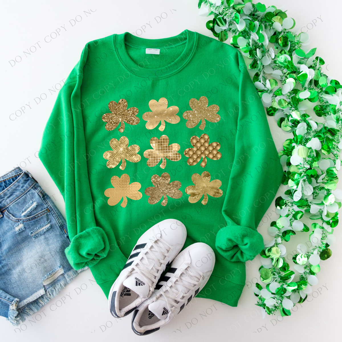 Shamrock All the Gold Bling St. Patrick's Day Digital Design, PNG