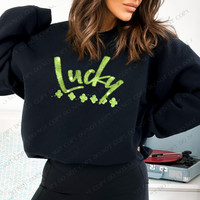 Lucky Green Glitter & Bling Curved Shamrock St. Patrick's Day Digital Design, PNG