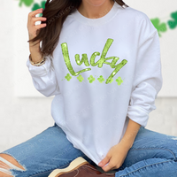 Lucky Green Glitter & Bling Curved Shamrock St. Patrick's Day Digital Design, PNG