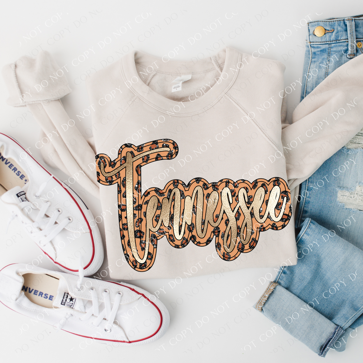 Tennessee Script Leopard Glitter and Foil PNG,  Digital Design