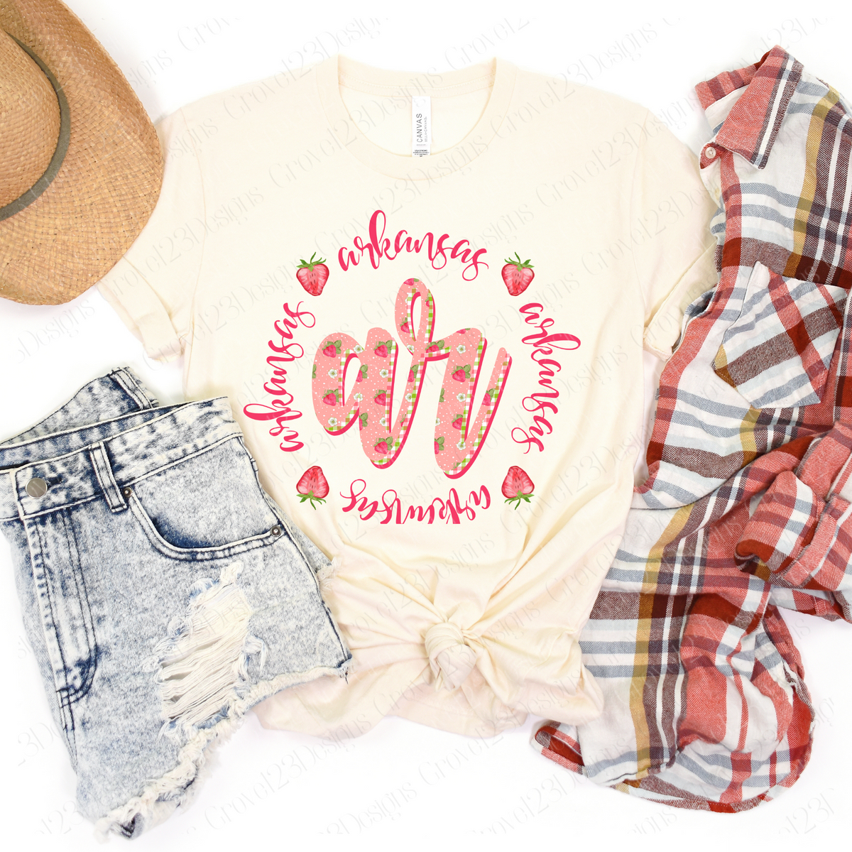 AR Arkansas Strawberries and Gingham