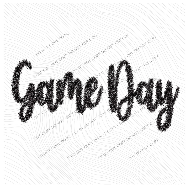 Game Day Tinsel Script Black Digital Design, PNG