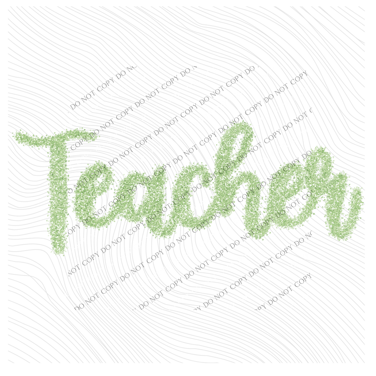 Teacher Tinsel Script Green Digital Design, PNG