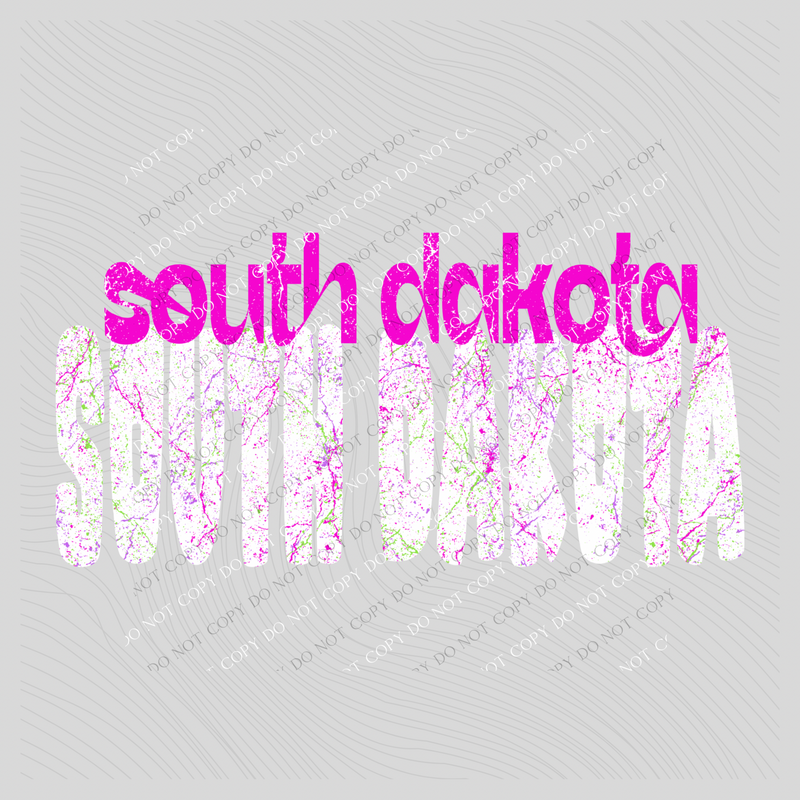South Dakota Crackle in Neons & White Digital Design, PNG